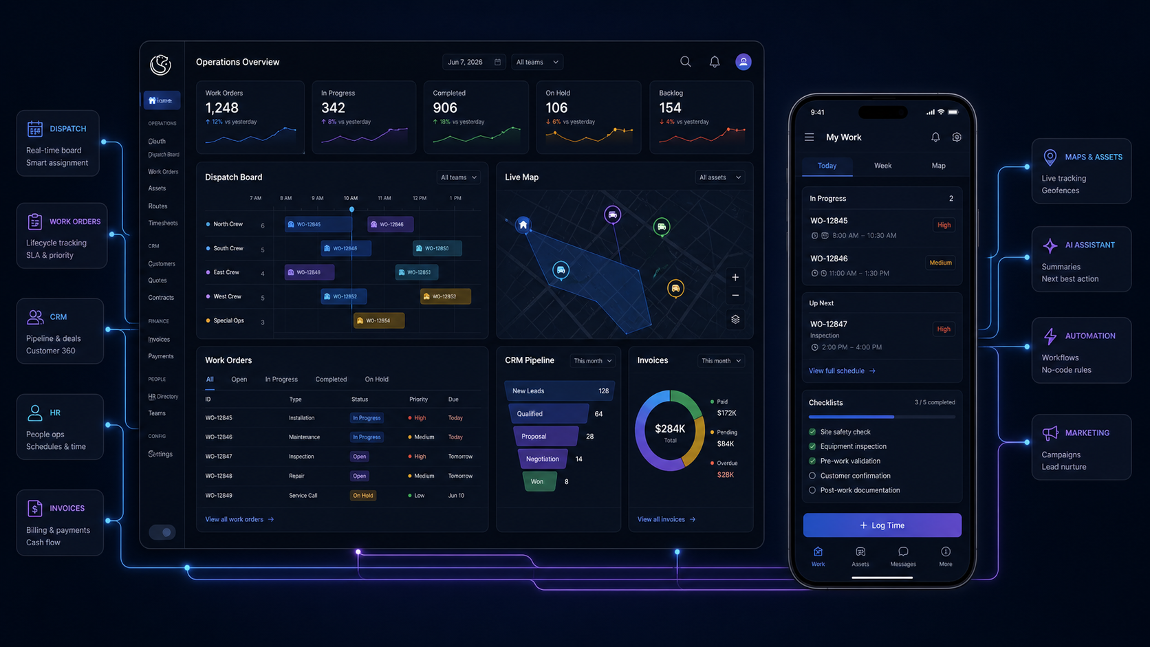 How to Connect Dispatch, Projects, CRM, and Finance